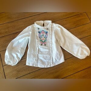 Mini Boden Girls Embroidered Top, Size 2-3 Years